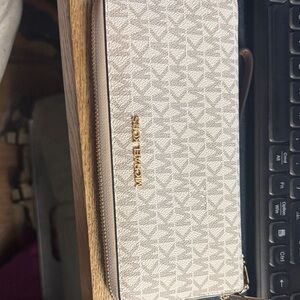 Michael Kors Light Gray Wallet with Gold Logo